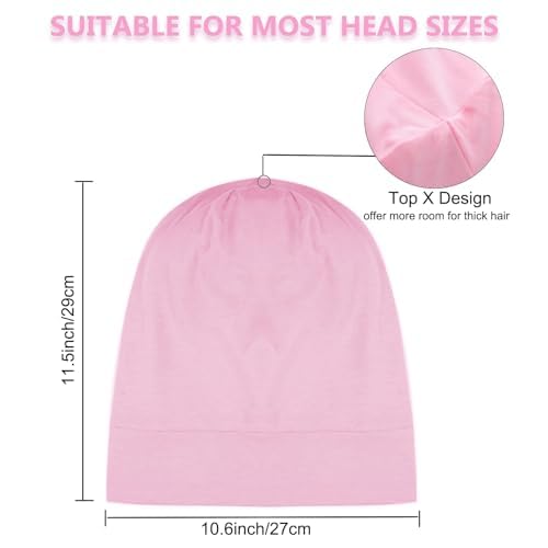 Satin Bonnet for Sleeping Night Cap, Satin Lined Silk Bonnet Large Sleep Cap for Curly Braids Hair Beanie Black Women