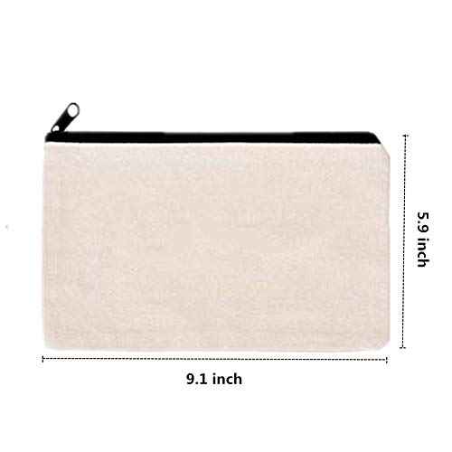 10 PCS Canvas Makeup Bag Cosmetic Pouch Blank Zipper Bag-9.1 ¡¿ 5.9 inch