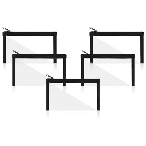 5 Pcs Small Clear Makeup Pouches, Waterproof Cosmetic Bag with Zipper Portable Cosmetic Case Travel Organizer Kit Storage Holder for Purse Lipstick Travel Makeup Bathroom Vacation Organizing (Black)