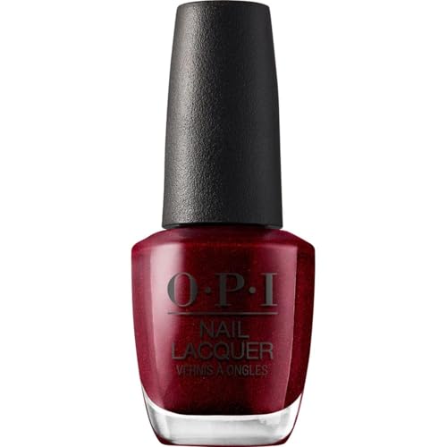 OPI Nail Lacquer Nail Polish | Opaque Bright Red Shimmer Chip Resistant Nail Polish | Fast Drying, Streak Free