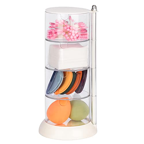 JessLab 4 Layer Clear Jewelry Organizer, 360¡Æ Rotatable Acrylic Hair Accessory Organizer, Hair Clip and Tie, Earring Storage for Bathroom Vanity Countertop