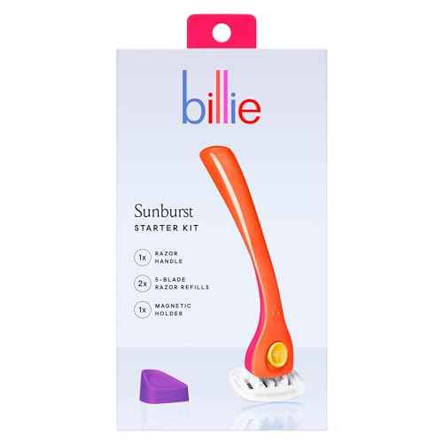 Billie Razors for Women Shave Kit ? Women¡¯s Razor + 2 x 5-Blade Razor Refills + Magnetic Holder ? Sunburst