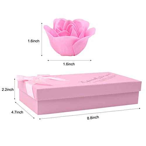 18 PCS Floral Scented Bath Soap Rose Flower Petals, Plant Essential Oil Rose Soap Set, Best Gifts for Her Women Girls Mom Lover Birthday Valentine Christmas (Pink)