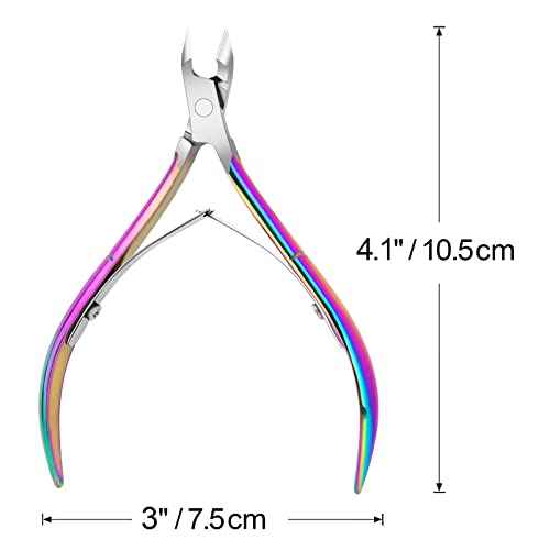 4 Packs Cuticle Nipper, Premium Stainless Steel Cuticle Trimmer for Manicure & Pedicure at Home/Spa/Salon [Rainbow Color]