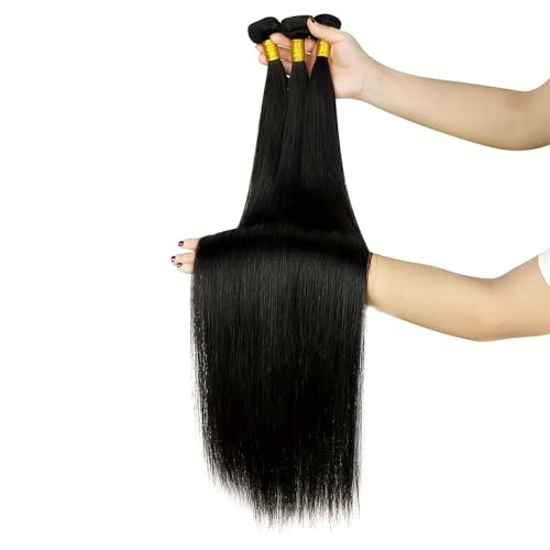 Human Hair Bundles Straight Bundles 32 32 32 Inch Natural Black Unprocessed Remy Hair Extensions Brazilian Raw Bundle Hair Weave Soft And Healthy Bundle Human Hair Deals
