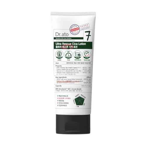 Dr.ato Ultra Rescue Cica Lotion for Body & Face Korean Skincare (5.4 Fl Oz)