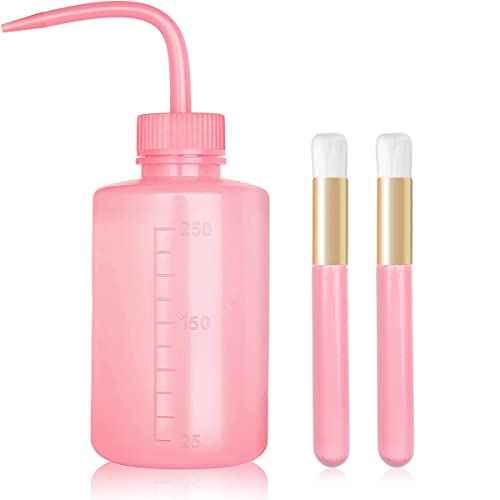 3 PCS Lash Shampoo Brush Sets With 1pcs 250 ML Plastic Satety Lash Tatoo Wash Bottles 2PCS Nose Blackhead Facial Cleaning Brush for Eyelash Extension Supplies (pink)