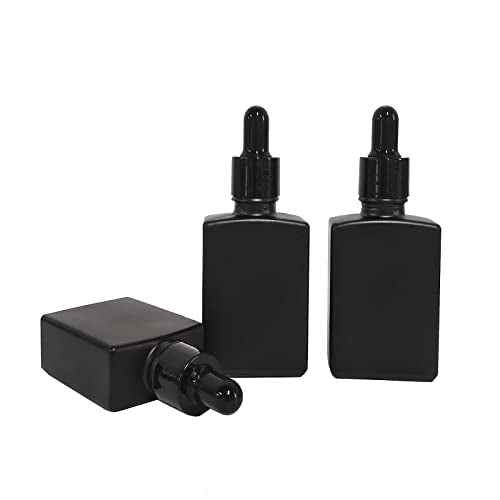 12 Pack 1 oz Black Square Glass Dropper Bottle for Essential Oil, 30ml /1 oz Black Coated Glass Bottle with Eye Droppers, for Perfume, Serums and Liquids