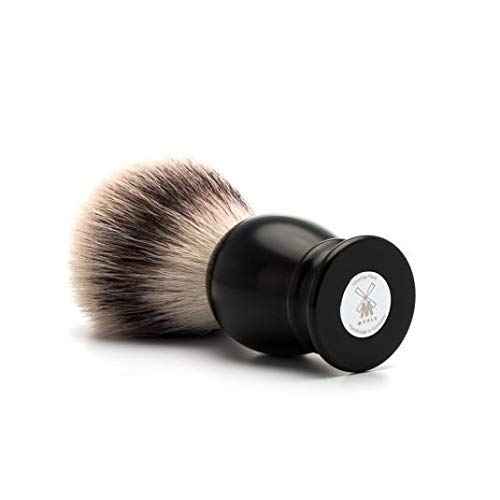 MÜHLE Classic Black Large Silvertip Fiber Shaving Brush - Synthetic Luxury Shave Brush for Men, Rich Lather