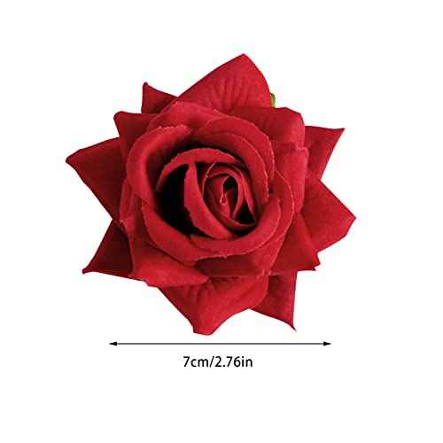 8 Pcs Rose Hair Clip Flower Hairpin Floral Clips, 2.75" Rose Flowers Mexican Hair Flowers Pin up Headpieces for Woman Girl Halloween Wedding Party Valentine Mother's Day Gift (Red)