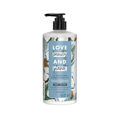 Love Beauty and Planet Luscious Hydration Body Lotion for Hydration Coconut Water & Mimosa Flower Natural Ingredients, Plant-Based Moisturizers, Vegan, Cruelty-Free 13.5 oz