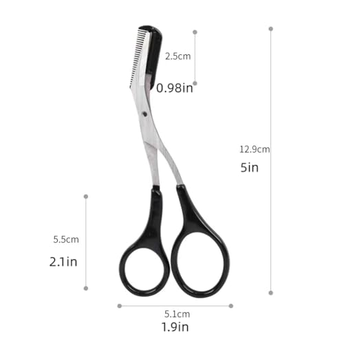 Eyebrow Trimmer Scissors£¬Eyebrows Scissors with Comb(Detachable)£¬ Eyebrows Grooming Tool Designed Specifically for Women£¬Non-Slip Handle Design Eyebrow Trimming Scissors£¨Black£©
