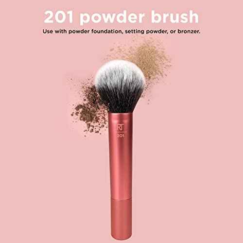 Real Techniques Ultra Plush Powder Makeup Brush, For Setting Powder, Bronzer, & Blush, Sheer, Buildable Coverage, Large, Fluffy Powder Brush, Vegan, Cruelty-Free & Synthetic Bristles, 1 Count