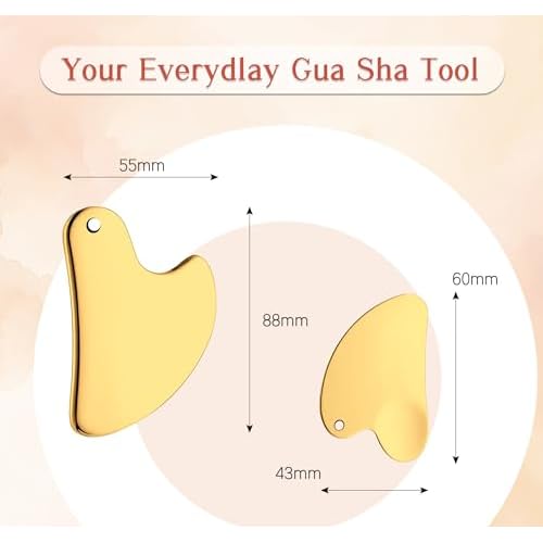 Stainless Steel Gua Sha Facial Tools Guasha for Face Tighten Skin Massage Guasha Beauty Tool for Body Eyes Neck Massager Skin Care Gifts (Gold)