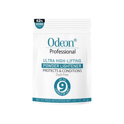 Odeon Professional Ultra-Lifting Powder Lightener ? Hair Bleach Lifts Up to 9 Levels | Dust-Free Formula for Balayage, Highlights & Full Bleach ? Trial Size