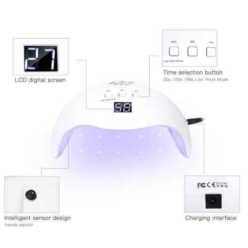 Gel UV LED Nail Polish Lamp, LKE Nail Dryer 40W LED Light with 3 Timers Professional for Nail Art Tools Accessories White