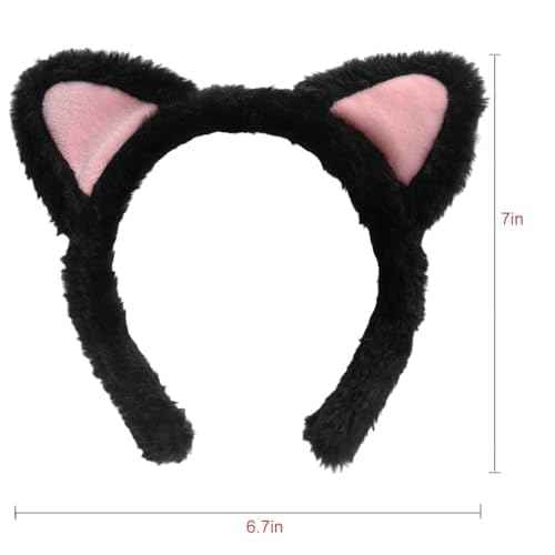Cat Ears Headband 2-Pack ? Plush Fuzzy Hairbands for Cosplay, Makeup, Yoga, and Photo Props for Adults and Kids