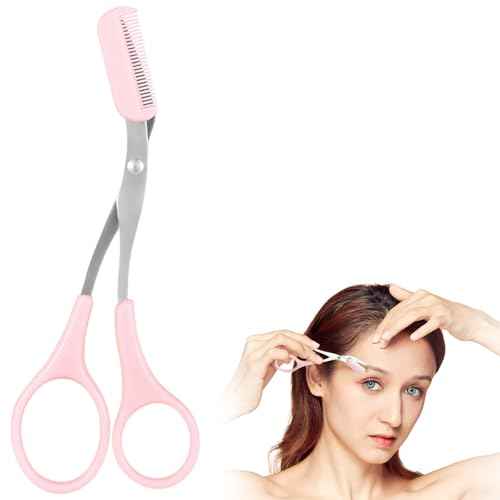 Eyebrow Trimmer Scissor, 2025 New Precision Eyebrow Grooming Kit, Portable Eyebrow Razor for Home Use, Removal Eyebrow Scissor Shaping Tool for Women (Pink)