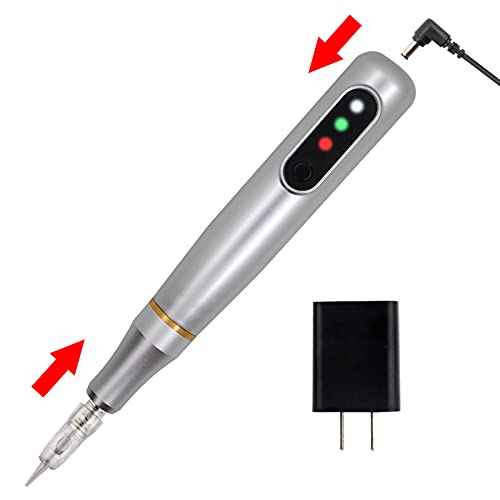 Guapa Semi Permanent Makeup Machine with LED Display 3 Speed Levels Brow Silver Tattoo Machine with 20pcs 1P/1R Needle Cartridges for Ombre Powder Brows Microblading Shading