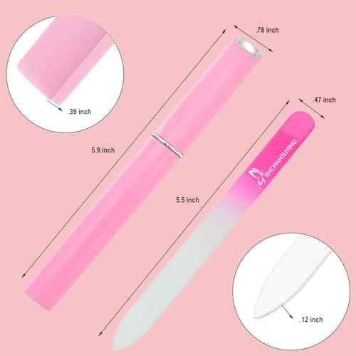 4 Pack Glass Nail Files with Case,Crystal Glass Fingernail Files,Double Sided Glass Nail File,Nail Care Nail File,Gifts for Women and Girls,Individual Packaging