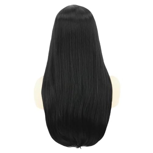 Black and Pink Wigs with Bangs for Women Long Straight Synthetic Wig,Heat Resistant Hair Natural Looking Wig Daily Party Halloween Cospaly Used