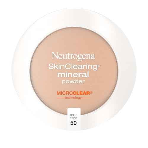 Neutrogena SkinClearing Mineral Acne-Concealing Pressed Powder Compact, Shine-Free & Oil-Absorbing Makeup with Salicylic Acid to Cover, Treat & Prevent Breakouts, Soft Beige 50,.38 oz