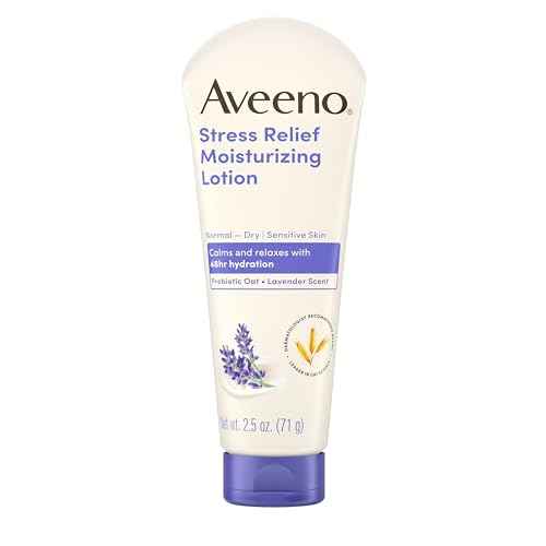 Aveeno Stress Relief Moisturizing Body Lotion with Lavender Scent & Prebiotic Oat to Calm & Relax, Non-Greasy, TSA-Approved Travel Size, 2.5 fl. oz, 12 Pack