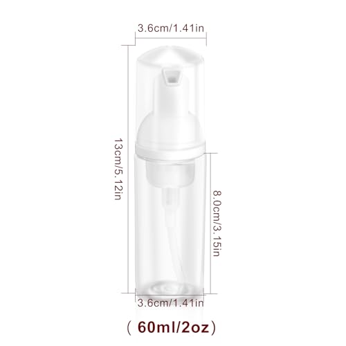 2oz Plastic Foam Pump Bottle, Empty Bottle Travel Foaming Dispenser for Hand Soap, Shampoo (2Pcs, 60ml)