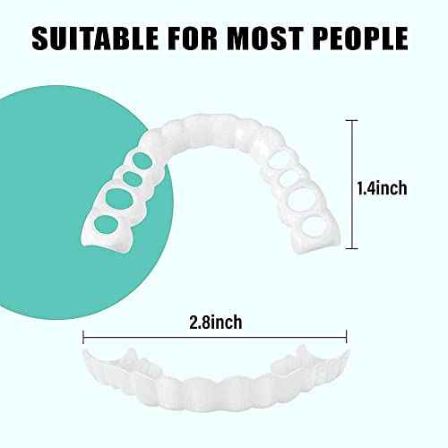 1Set Dentures Veneers Tooth,Dental Care Kits for Anti Molar Orthodontic Cosmetic Teeth,Smile Snap Tooth.(White,1Top+ 1Bottom+2Adhesives+1Tweezers+1Heart-Shaped Storage Box£©