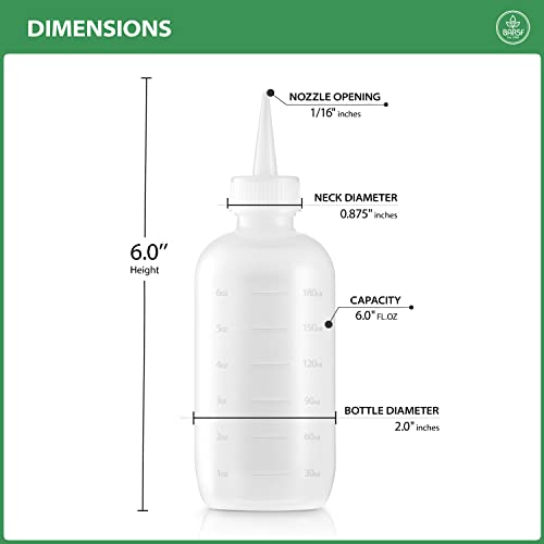 Bar5F Hair Color Applicator Bottles, 3-Pack, 6 Ounce Translucent Squeeze Dropper Bottle with Measuring Scale, BPA Free, Ideal for Salon, Oil, Hair Coloring, Scalp Treatment, Taming & Styling