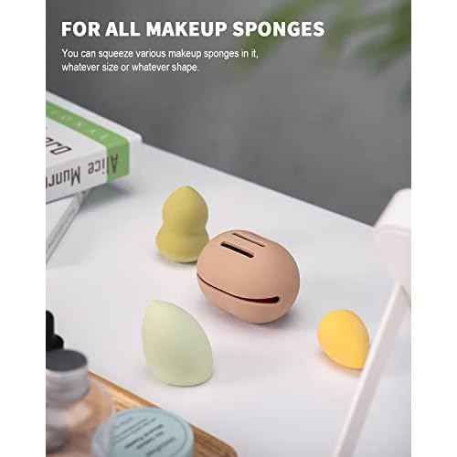 CORNERIA Integrated Makeup Sponge Travel Case, Silcone Washable Reusable Makeup Sponge Holder, Blender Holder Beauty Makeup Sponge Protective Carrying Case