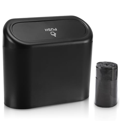 Accmor Car Trash Can with Lid, Mini Vehicle Dustbin Garbage Organizer Bin Holder, Portable Hanging Wastebasket Container for Auto, Home, Office (Red)