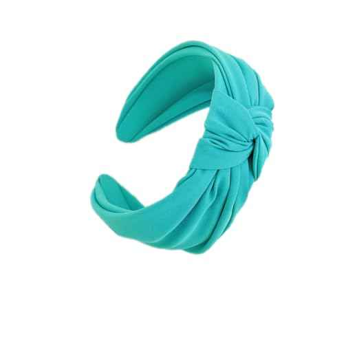 Plain Knotted Headband for Women, Solid Colors, 2.1inch Width, Non-Slip Wide Top Knot Hair Hoops Fashion Headbands (Teal, 2.1inch)