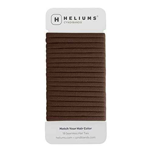 Heliums Thin Seamless Hair Ties - Dark Brown - 6mm Nylon No Damage Ponytail Holders, 1.75 Inch, Medium Hold for Thin to Normal Hair - 18 Pack