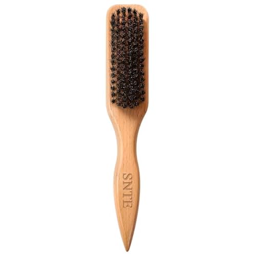 Boar Bristle Slick Back Hair Brush - Smooths Flyaways, Tames Frizz, Styles Edges, Sleeks Ponytails, Buns - Teasing Smoothing Brush for Women & Men Fine/Medium Hair, Styling Accessories for Girls, Kids