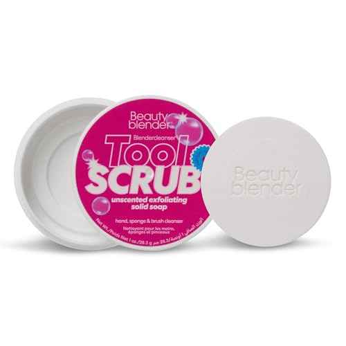 beautyblender Blendercleanser Tool Scrub Solid Cleanser ? Unscented Makeup Sponge & Brush Cleansing Bar ? Hand, Sponge, and Brush Cleanser, Removes Makeup & Buildup, Travel-Friendly, 1 oz