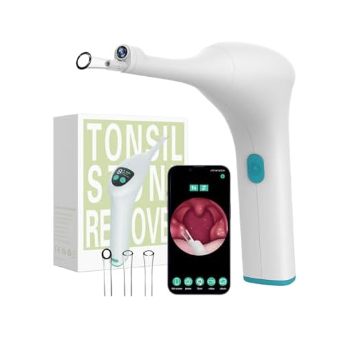 Voraiya Electronic Tonsil Stone Remover, Visible Tonsil Camera, Tonsil Stone Removal Kit with Camera and Led Light, APP WiFi Connection, Tonsil Stone Vacuum with 5 Level Oral Suction Device
