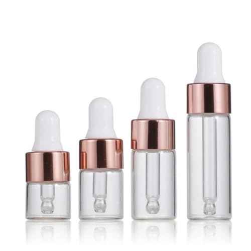 Eye Dropper Bottle Rose for Essential Oils, 4pcs of 1-5ml Glass with Eye Droppers, Leak Proof Travel