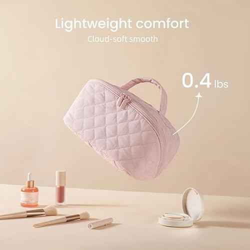Petition Makeup Bag for Woman, Festivalment Makeup Bag, Wide Open Lay-Flat Water-Resistant Cosmetic Case, Puffy Padded Organizer for Toiletries & Brushes Large Capacity with Compartments (Green)