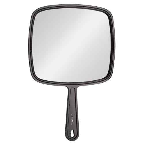 Diane Professional Quality Hand Mirror, Single Sided Hand Held Mirror with Handle for Salon, Barber, Vanity, Grooming, Shaving, and Travel, Medium, 7.5" x 10.75", Black