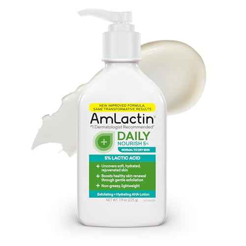 AmLactin Daily Nourish - Therapeutic Face and Body Lotion for Dry Skin - No-Scrub Exfoliator and Moisturizer with 5% Lactic Acid AHA, Safe for Sensitive Skin, 7.9 oz (Packaging May Vary)?