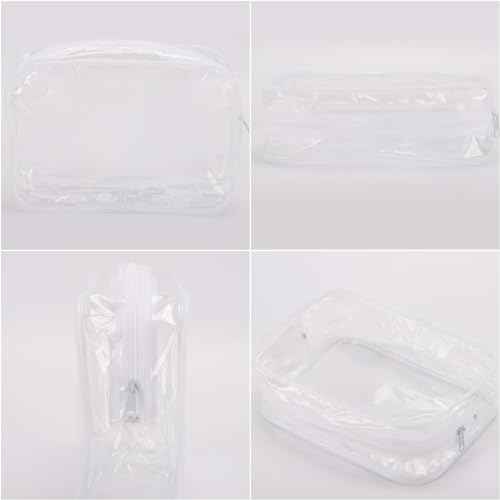 Tbestmax 10 Pcs Clear Cosmetic Bags Small Makeup Bags Portable Waterproof Travel Toiletry Bags Organizer White, 7.5"x 4.8"x 2.3"