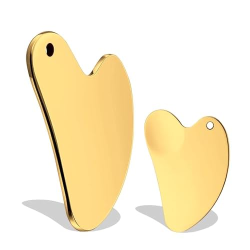 Stainless Steel Gua Sha Facial Tools Guasha for Face Tighten Skin Massage Guasha Beauty Tool for Body Eyes Neck Massager Skin Care Gifts (Gold)