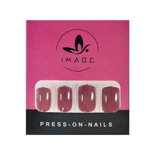 Glossy Finished Dark Rose Pink Press On Nails Medium Length Squoval Women Girls Nail Art Tips Salon DIY Manicure Reusable Fake Nails for Daily Office Home