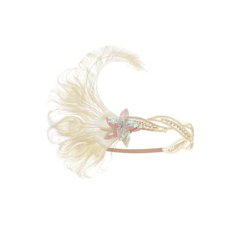 BABEYOND 1920s Flapper Headband Peacock Feather Headpiece Gatsby Accessories for Women Sequined Showgirl Headpiece