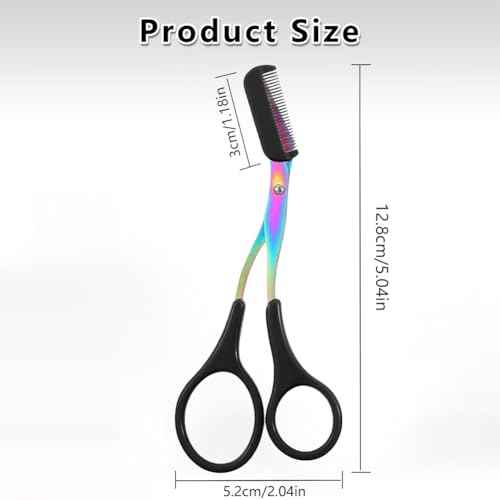 Eyebrow Trimmer Scissor, 2-in-1 Professional Eyebrow Scissor with Comb, Stainless Steel Precision Eyebrow Cutter, Curved Eye Brow Razor, Portable Hair Removal Makeup Tool for Women and Men (Black)