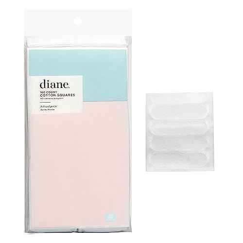 Diane 2.4" x 2" Cotton Squares, 100% Pure Cotton, Ideal for Makeup Removal, Nail Polish Touch-Ups, Skincare, and Everyday Household Use, 160 Count