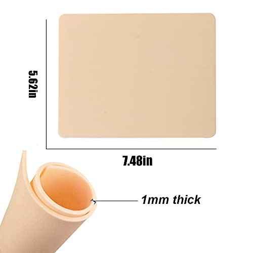 Blank Tattoo Skin Practice - Rayyl 5Pieces Tattoo Practice Skin Soft Silicone Double Sides 7.4x5.6" Thin Tattoo Eyebrow Practice Skin for Tattoo Beginner & Experienced Tattoo Artist
