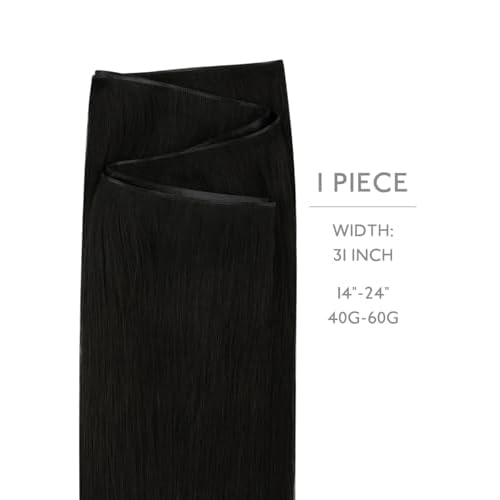 WENNALIFE Genius Weft Tape in Hair Extensions Human Hair 20 Inch 60g Jet Black Tape Ins Luxury Remy Hair Extensions De Cabello Humano Straight Invisible Fuller Volume Reusable 31" Wide Weft