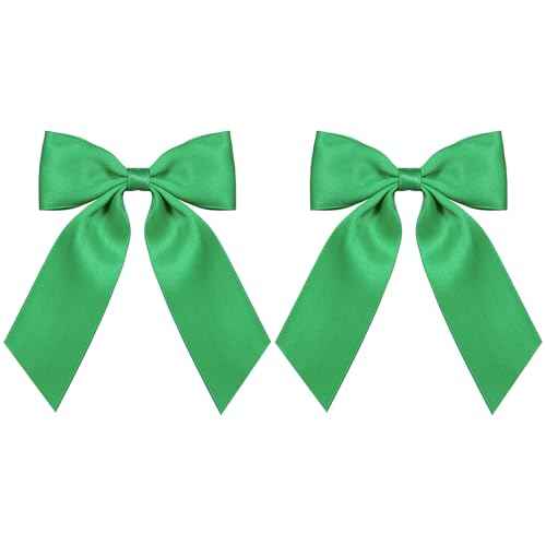 4" Satin Ribbon Hair Bows Green Long Tail Polyester Ribbon Hair Bow Clips Ponytail Holder Spring Dress Accessories for Teens Toddler Girls Kids Women St. Patrick¡¯s Xmas Gift